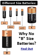 In the family of cylindrical cell batteries you normally see AAA AA C and D sizes. The store shelves are conspicuously absent of A and B cylindrical cells. Well there is a standard by NEMA and IEC which includes A and B defined sizes, They are incrementally just a little smaller than C or bigger than AA so they have no real use.
